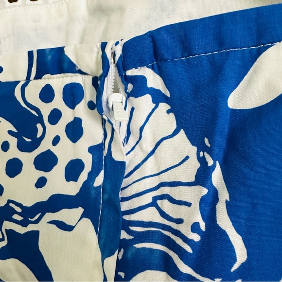 💙 Lilly Pulitzer Marianne Shift Dress Blue Seahorse Print w/ Grid Eyelet Size 4 - Picture 5 of 8